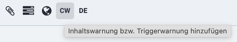 Die CW-Option im Mastodon-Editor für neue Beiträge.
